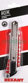 Rexant 12-4900 ∙ Нож с сегментированным лезвием 18 мм, металлический обрезиненный корпус REXANT