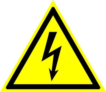 Знак безопасности Знак W08 Опасность поражения электрическим током (Пластик 200х200х2 мм)