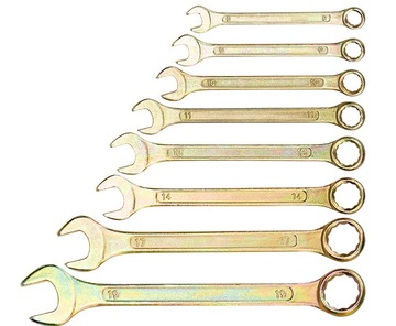 Набор ключей 12-5842-2 ∙ Набор ключей комбинированных REXANT (8-11, 13, 14, 17, 19 мм), 8 шт., желтый цинк