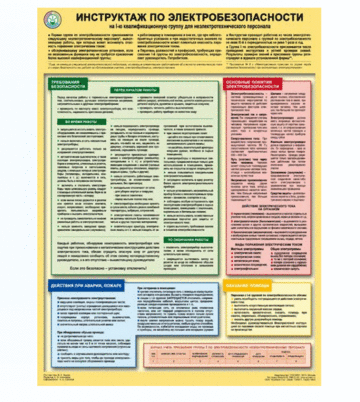 Плакат Плакат Инструктаж по электробезопасности на I-ю квалификационную группу для неэлектротехнического персонала А3 (ламинат)