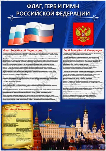 Плакат Плакат Флаг, Герб и Гимн Российской Федерации (пла