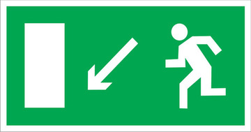 Знак безопасности Знак E08 Направление к эвакуационному выходу налево вниз (Пленка 150х300 мм)