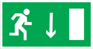 Знак безопасности Знак E09 Указатель двери эвакуационного выхода (правосторонний) (Пленка 150х300 мм)