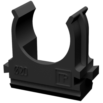 PR.02720ч ∙ Крепёж-клипса для труб Полистирол черная d20 мм (100шт/1500шт уп/кор) Промрукав