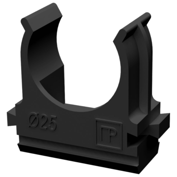 PR.02725ч ∙ Крепёж-клипса для труб Полистирол черная d25 мм (100шт/1000шт уп/кор) Промрукав