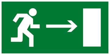 Знак безопасности Знак E03 Направление к эвакуационному выходу направо (Пленка 150х300 мм)