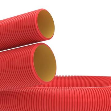 Двустенная труба ПНД гибкая для кабельной канализации д.200мм без протяжки, SN6, 450Н,  в бухте 35м, цвет красный DKC 120920