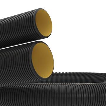 Двустенная труба ПНД гибкая для кабельной канализации д.110мм с протяжкой, SN8, 450Н,  в бухте 100м, цвет черный DKC 121911A1