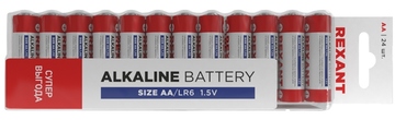 30-1024 ∙ Батарейка алкалиновая AA/LR6, 1,5В, 24 шт, блистер Rexant ∙ кратно 24 шт