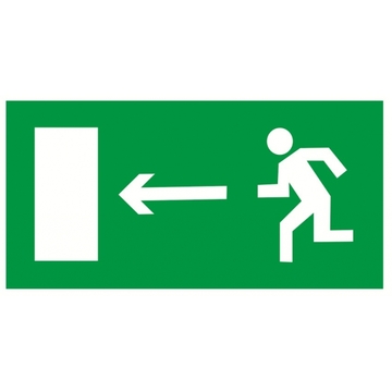 Знак безопасности Знак E04 Направление к эвакуационному выходу налево (Пленка фотолюм (не гост) 150х300 мм)
