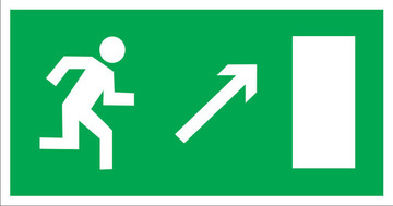 Знак безопасности Знак E05 Направление к эвакуационному выходу направо вверх (Пленка ФЭС-24 150х300 мм)