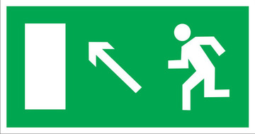 Знак безопасности Знак E06 Направление к эвакуационному выходу налево вверх (Пленка ФЭС-24 150х300 мм)