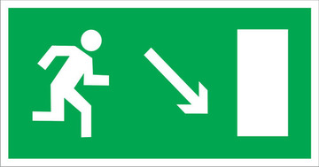 Знак безопасности Знак E07 Направление к эвакуационному выходу направо вниз (Пленка ФЭС-24 150х300 мм)
