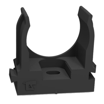 PR13.0133 ∙ Крепеж-клипса для труб для монтажного пистолета черная в п/э d25 мм (100шт/700шт уп/кор) Промрукав