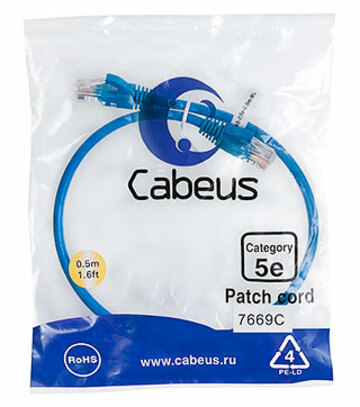 Патч-корд Cabeus PC-UTP-RJ45-Cat.5e-0.3m-BL