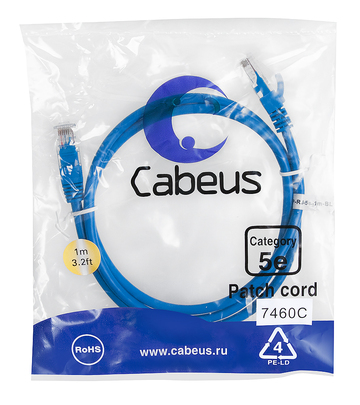 Патч-корд Cabeus PC-UTP-RJ45-Cat.5e-1m-BL