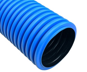 PR15.0070 ∙ Труба гофрированная двустенная ПНД жесткая тип 450 (SN12) синяя d110 мм 6м (36м/уп) Промрукав
