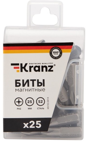 KR-92-0414 ∙ Бита PH2х25 мм для шуруповерта (упак. 25 шт. ) Kranz ∙ кратно 25 шт
